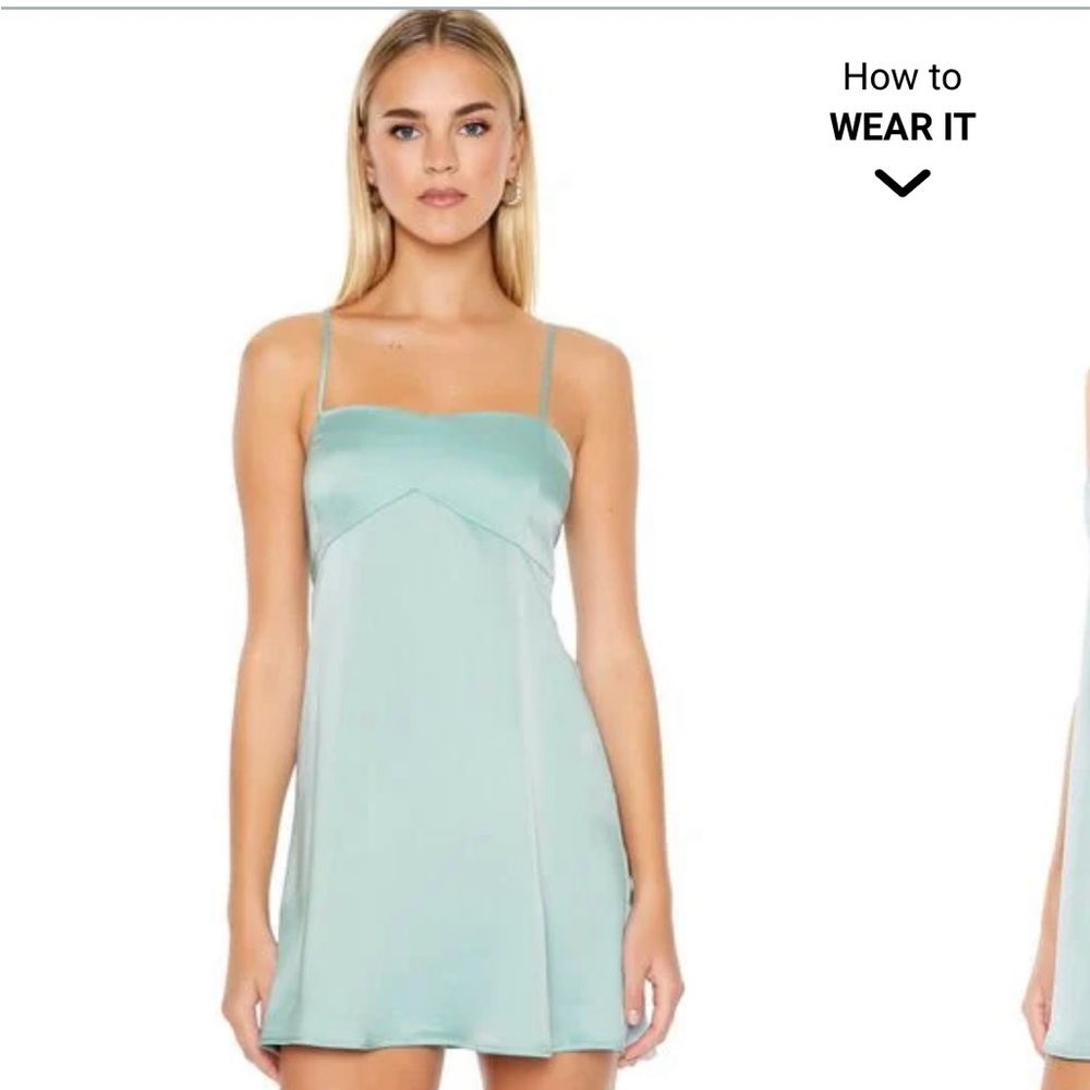 F21 Short Blue Satin Mini Dress